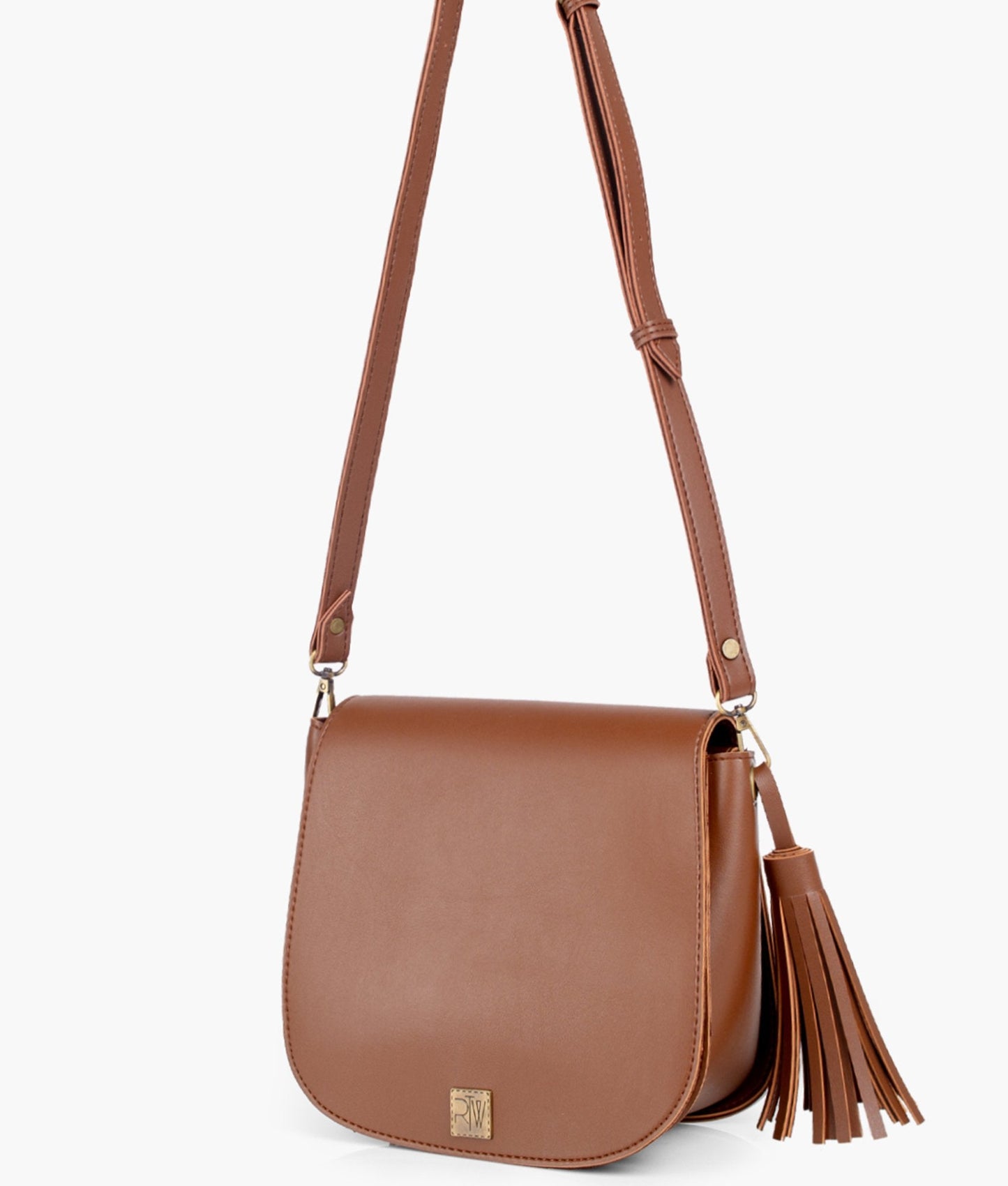 Brown foldover saddle bag