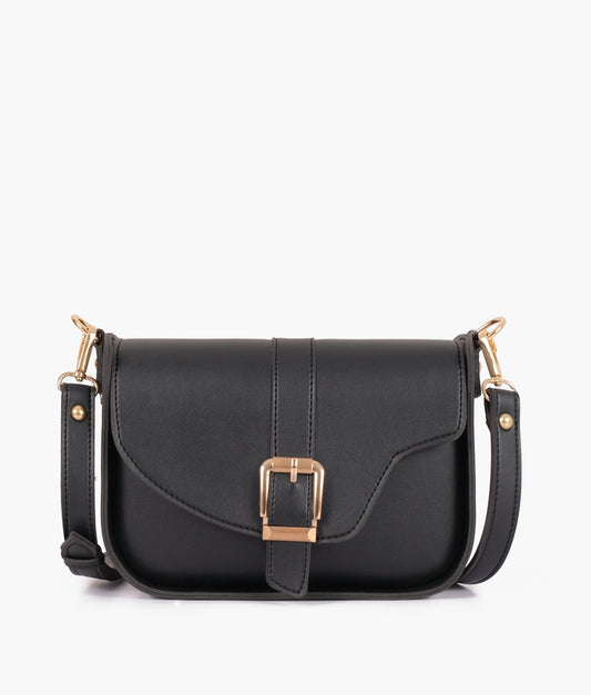 Black saddle buckle bag